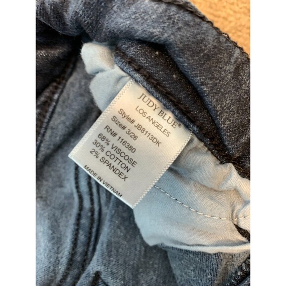 Judy Blue Jeans Womens 3/26 Mid Rise Skinny Stretch Whiskered Dark Wash Denim - Picture 8 of 9